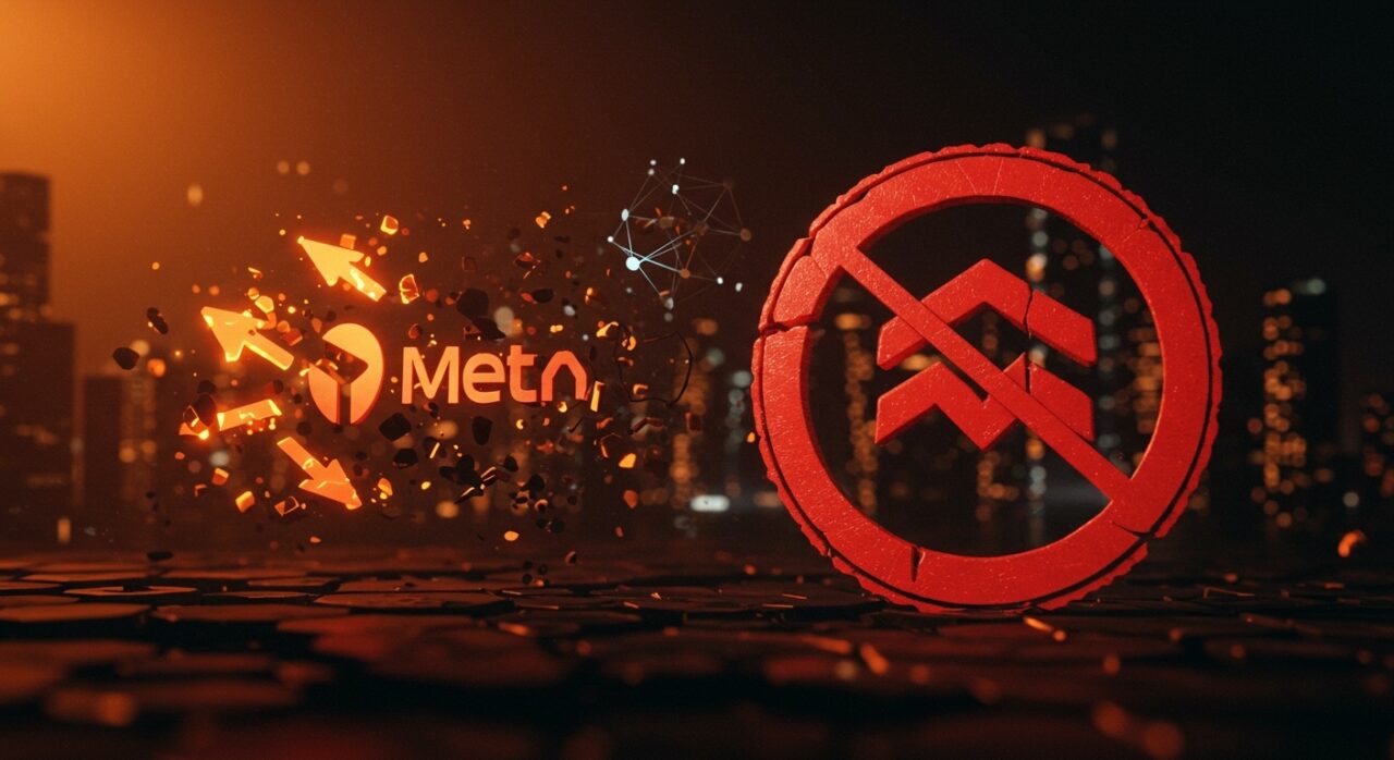 Imagen conceptual de bloque regulatory chino deteniendo la adquisición de Meta en Manus en inteligencia artificial, reflejando desafíos geopolíticos para startups de IA.