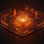 Imagen futurista del modelo de IA multimodal Meta Muse Spark mostrando interacción contemplativa y estrategia innovadora en inteligencia artificial.