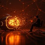 Pérdidas masivas de Meta Reality Labs en realidad virtual ilustradas con un líder contemplando un casco VR fragmentado, resaltando lecciones para startups AR/VR en el contexto tecnológico 2026.