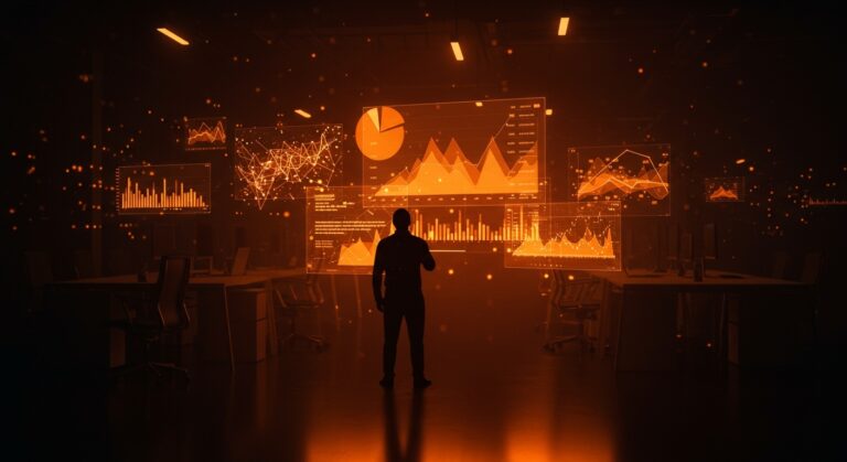 Meta despidos 2026 reflejados en una escena editorial con un fundador y gráficos digitales sobre recortes en el mercado laboral tecnológico.