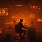 Empleados de Meta bajo vigilancia con IA y despidos, ilustrando el software de rastreo laboral y la ética en automatización para startups.