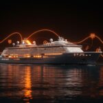 Crucero eléctrico Meyer Werft Project Vision navegando, representando innovación en transporte marítimo sostenible y cero emisiones.