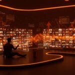 Escena futurista mostrando producción masiva de microdramas con IA en China, enfatizando plataformas Kuaishou y Douyin y oportunidades para startups en LATAM.