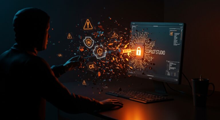 Brecha de seguridad en Microsoft Copilot Studio causada por inyección de prompts que filtró datos en 2026, ilustrando vulnerabilidades en agentes AI y seguridad informática.