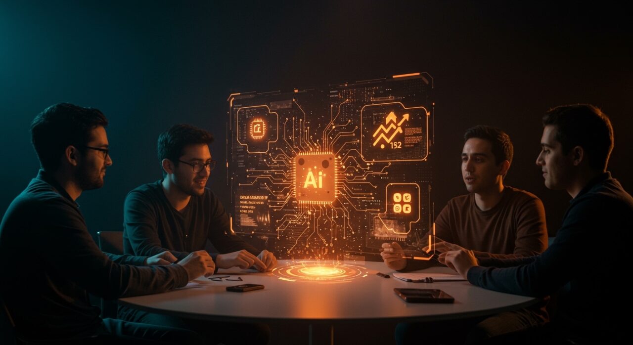 Microsoft Copilot impulsando la automatización e inteligencia artificial en startups tecnológicas de LATAM con founders colaborando en innovadoras soluciones.