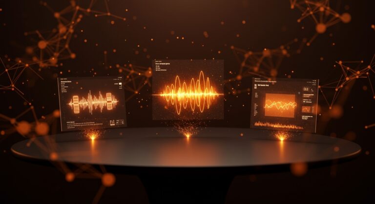 Modelos de inteligencia artificial de Microsoft para transcripción de voz, generación de audio e imágenes en un entorno tecnológico moderno para startups.