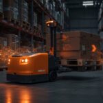 MiR1200 Pallet Jack robot autónomo usando inteligencia artificial y visión 3D para optimizar y automatizar la logística interna en manufactura inteligente.