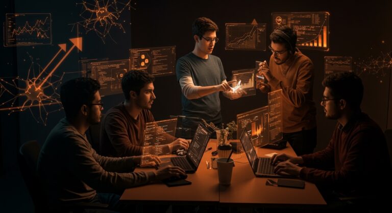 Fundadores hispanos de startup utilizando inteligencia artificial Mistral Medium 3.5 para escalar desarrollo con agentes remotos y automatización.