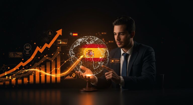 Empresario hispano analizando globalización y exportación PYME inspirada en el modelo Mittelstand alemán con financiación FIEM.