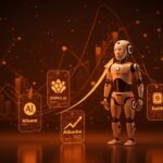 Modelos de IA chinos con precios al alza en 2026 representados por un robot AI y gráficos digitales en tonos naranja y negro.