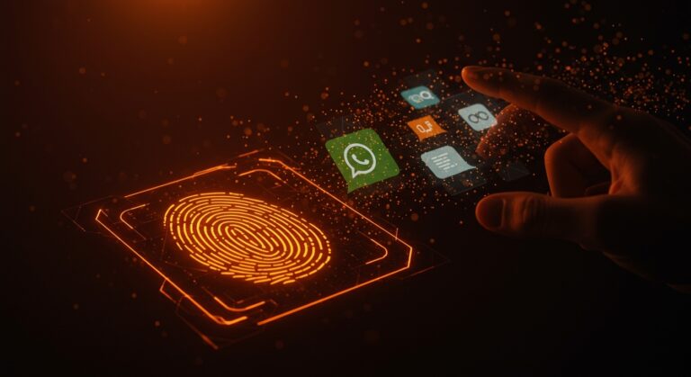 Spyware Morpheus de IPS robando acceso a WhatsApp mediante huella falsa, ilustrando amenazas de ciberseguridad en startups.