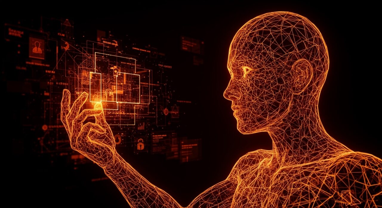 Representación visual de IA Mythos de Anthropic explotando vulnerabilidades de seguridad web y amenazas cibernéticas en tecnología startup.