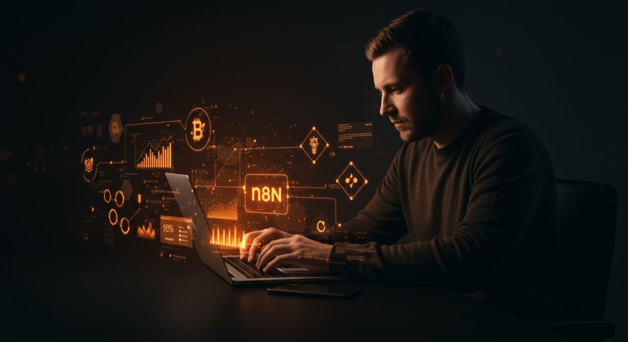 Automatización de workflows con n8n low-code open source para marketing digital e integración con IA, destacando privacidad y comparación con Zapier.