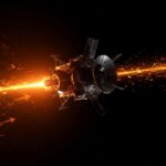 Imagen cinematográfica de la Voyager 1 apagando su instrumento LECP para optimizar energía y extender su misión según la estrategia Big Bang de la NASA.