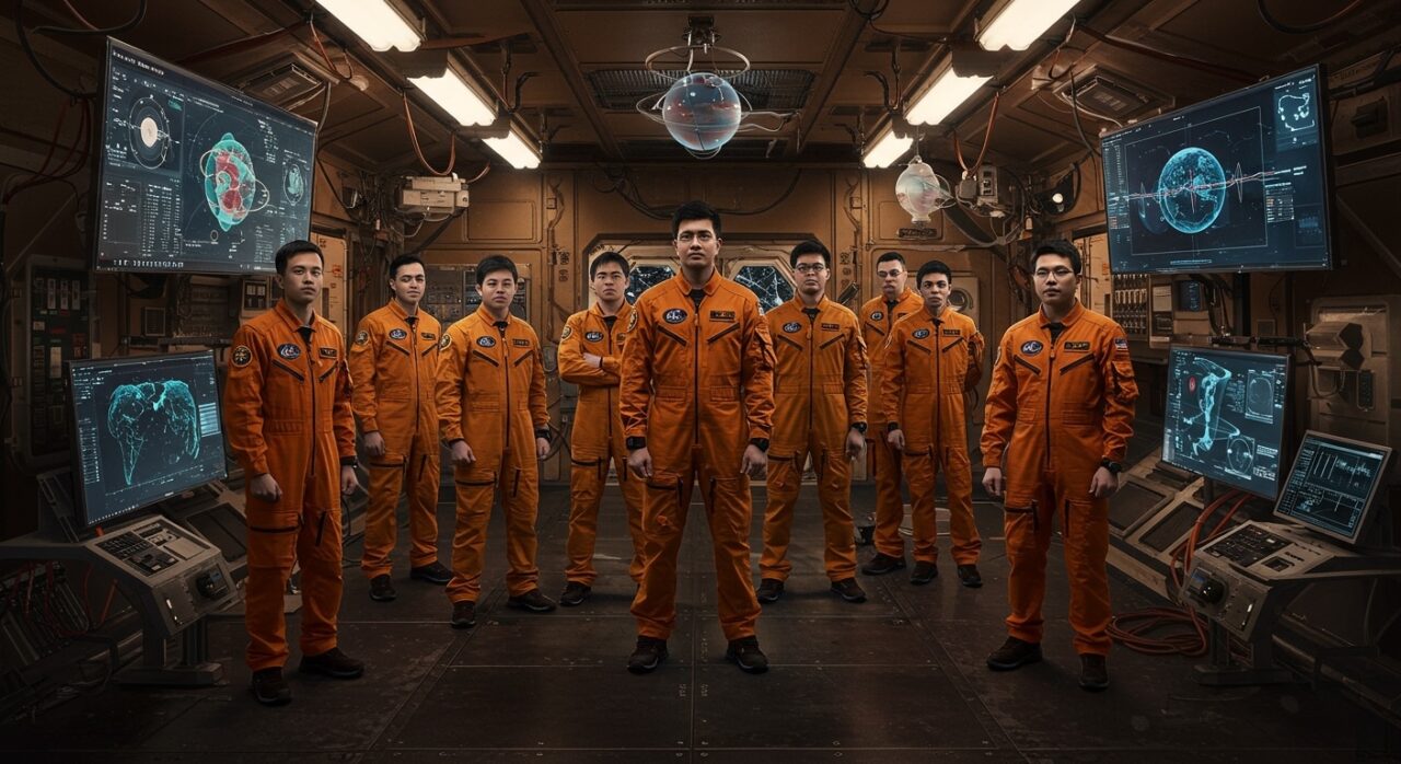 Once hombres sordos enfrentando el mareo espacial en NASA, demostrando innovación y talento inclusivo en la carrera espacial.