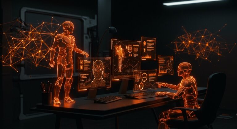 Visualización de IA aplicada en automatización y optimización de infraestructura con los agentes Falcon y Hawkeye de NeuBird AI para evitar y resolver fallos.