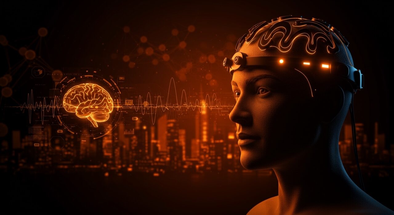 Tecnología de interfaz cerebro-computadora BCI en wearables, mostrando la innovación de Neurable en neurotecnología para el mercado 2026.