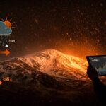 Nieve a 700 metros en España con impacto en startups y negocios destacado con símbolos de cambio climático y meteorología.