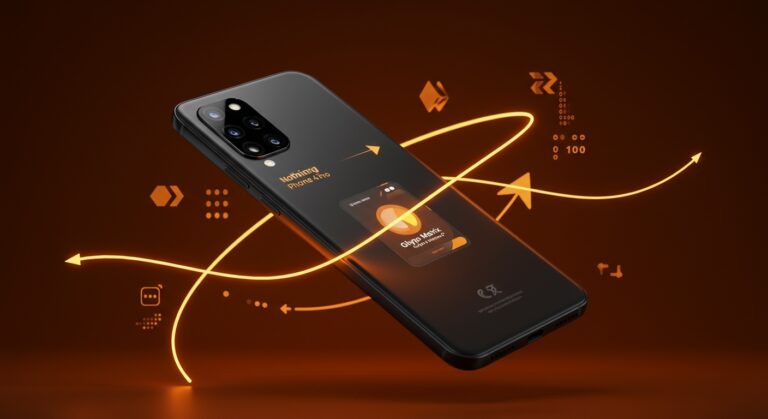 Nothing Phone 4a Pro en primer plano con interfaz Glyph Matrix activa, destacando características de tecnología media avanzada en 2026.