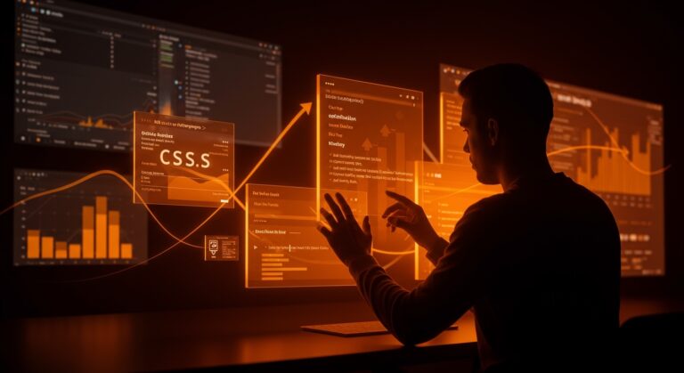 Interfaz digital destacando la función css.Build de Hugo para optimización CSS en proyectos SaaS y desarrollo frontend moderno.