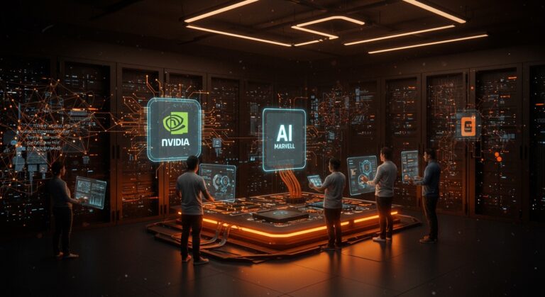 Hardware IA avanzado de Nvidia y Marvell con infraestructura tech para startups en LATAM, ilustrando oportunidades en inteligencia artificial e infraestructuras innovadoras.