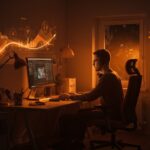 Setup productivo de oficina en casa para founders con ergonomía y equipamiento para teletrabajo en startups, destacando el 78% de empresas que implementan teletrabajo.