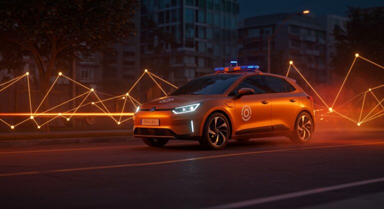 Coche autónomo de OlaCar destacado en calles urbanas de LATAM, simbolizando la innovación en movilidad y el resurgir de la startup uruguaya.