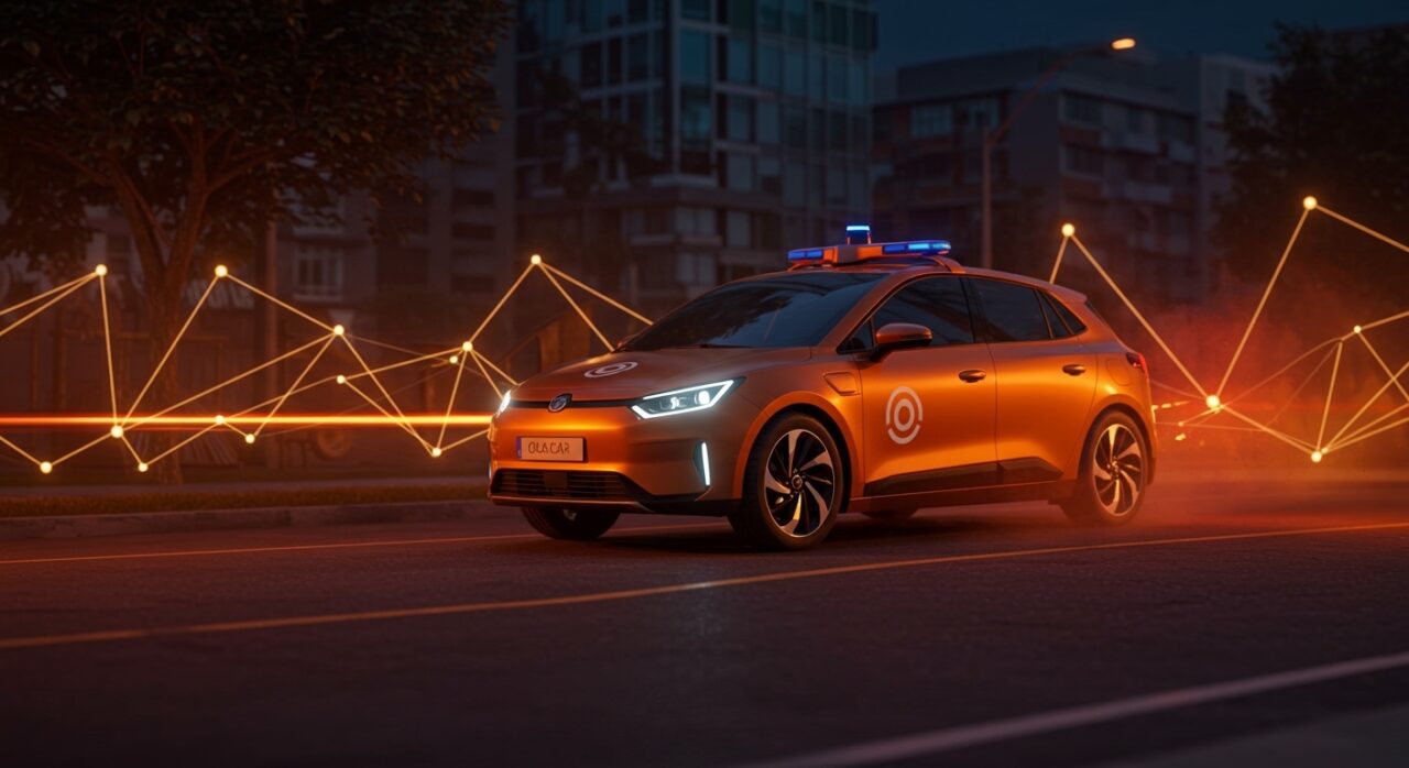 Coche autónomo de OlaCar destacado en calles urbanas de LATAM, simbolizando la innovación en movilidad y el resurgir de la startup uruguaya.