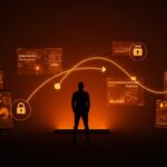 Emprendedor fintech frente a una interfaz digital con flujos de datos abiertos, representando la regulación de open finance del Banco Central Brasil 2026.