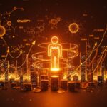 OpenAI lidera una histórica ronda de financiación tech de 122.000 millones USD con símbolos visuales de inversión, IA y crecimiento en startups tecnológicas.