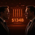 Juicio entre Elon Musk y Sam Altman por OpenAI con metaforas visuales de inversión en IA y disputa legal en startups tecnológicas.