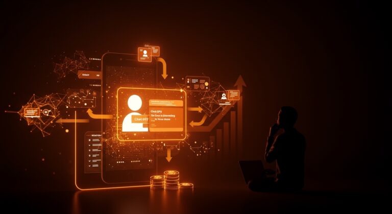 Publicidad integrada en ChatGPT representando la nueva estrategia de monetización de OpenAI en inteligencia artificial conversacional para startups.