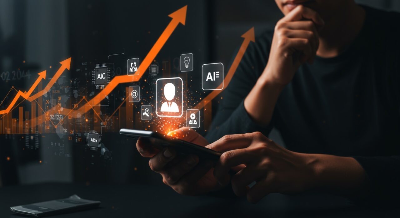 Smartphone OpenAI 2028 con agentes de IA holográficos simbolizando innovación en hardware tech para startups.