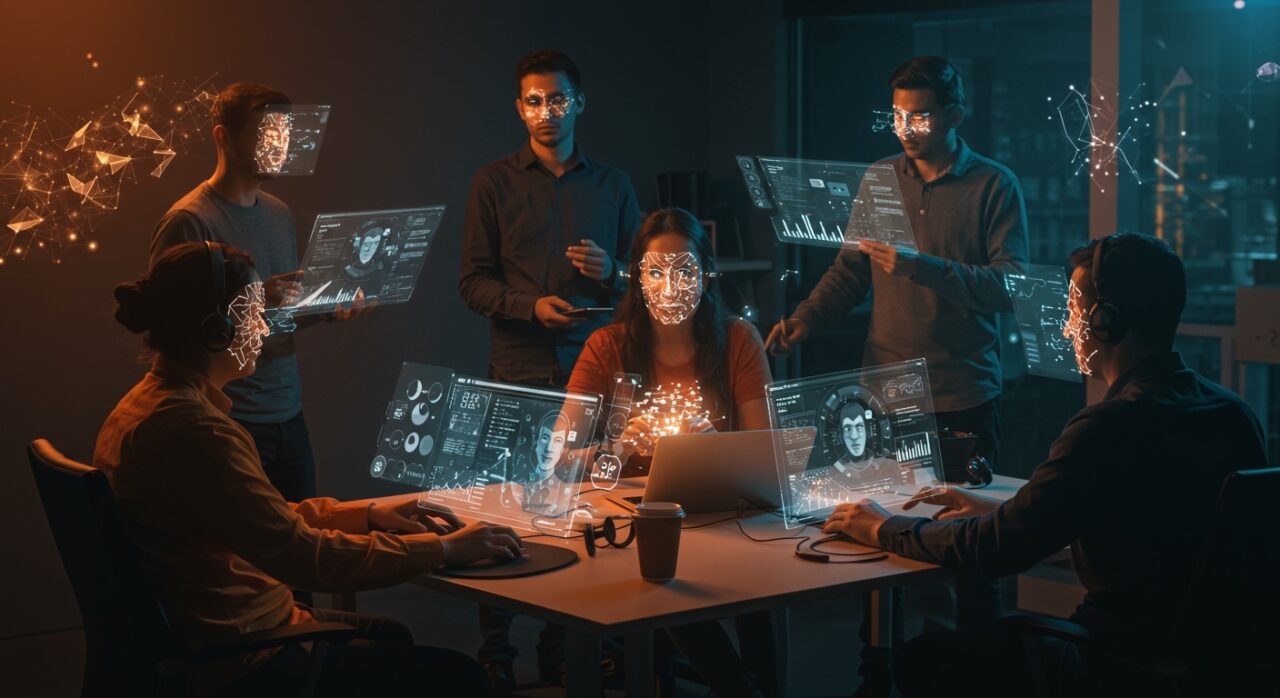 Equipo de startup colaborando con agentes de workspace OpenAI para automatización IA en negocios hispanos.