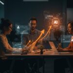 Equipo startup automatizando tareas con OpenAI Workspace Agents, optimizando flujos de trabajo empresariales con inteligencia artificial.