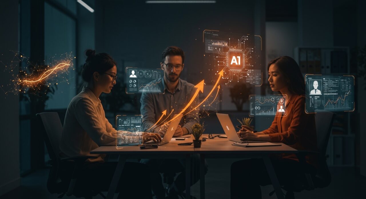 Equipo startup automatizando tareas con OpenAI Workspace Agents, optimizando flujos de trabajo empresariales con inteligencia artificial.