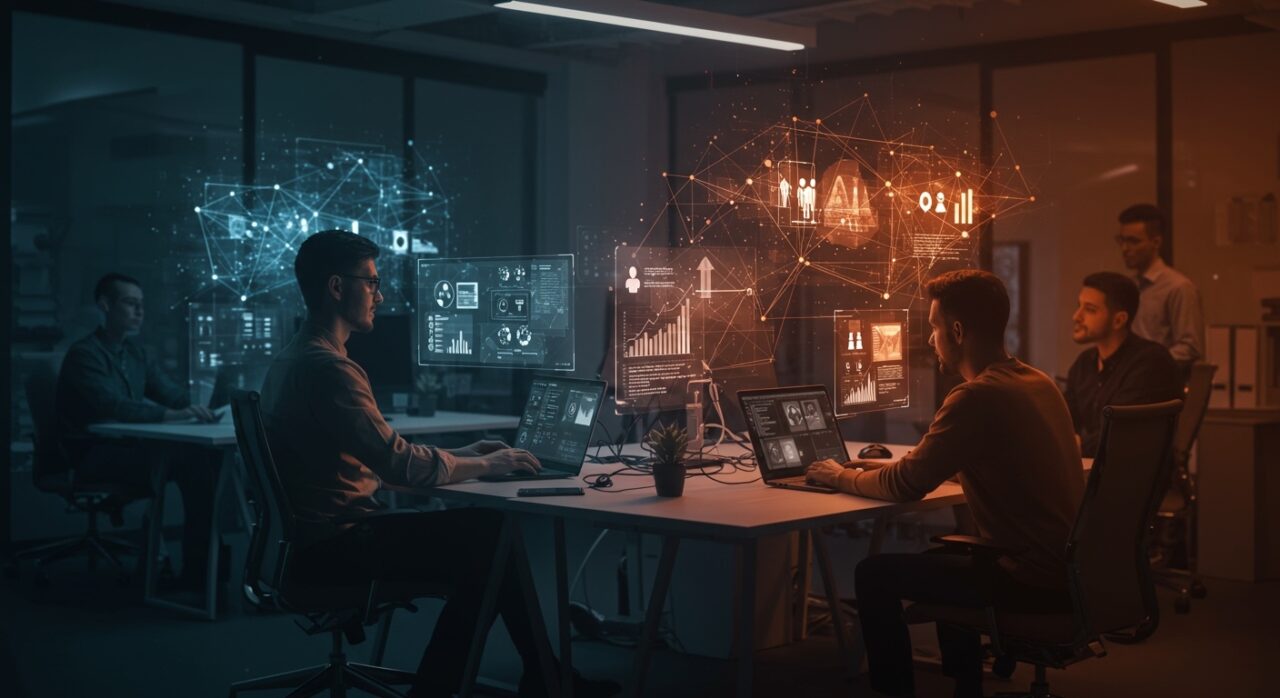 Equipo empresarial utilizando Workspace Agents de OpenAI para automatización e inteligencia artificial en startups.