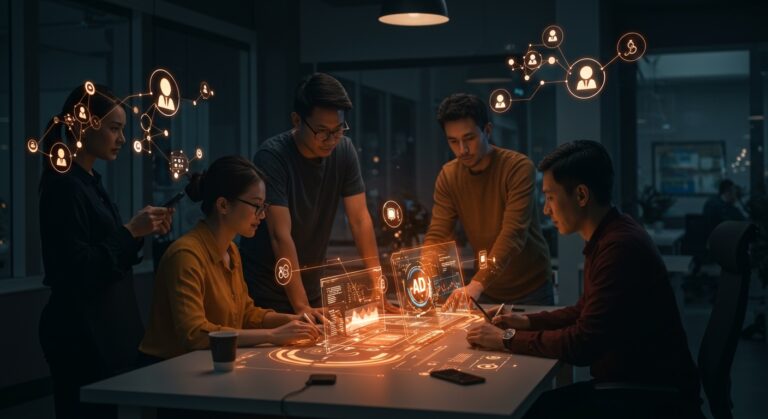 Equipo de founders usando Workspace Agents de OpenAI para automatizar y escalar su startup con IA en un entorno colaborativo avanzado.