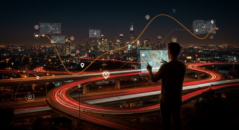 Visualización digital en tiempo real de tráfico con datos abiertos C-ITS para movilidad inteligente en startups y ciudades inteligentes.