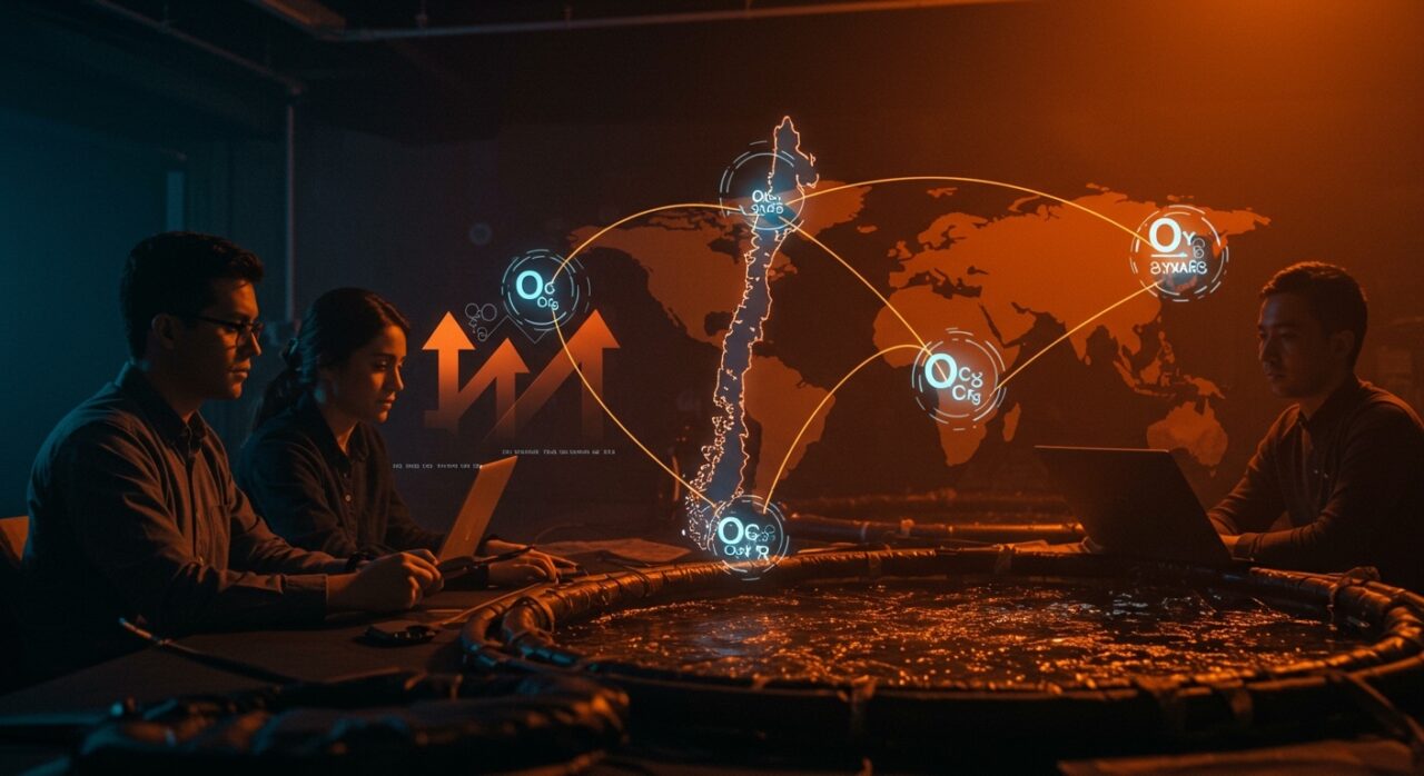Startup chilena OXZO expandiendo su tecnología acuícola Oxymar a Noruega y Canadá, representando la internacionalización y la innovación tecnológica.