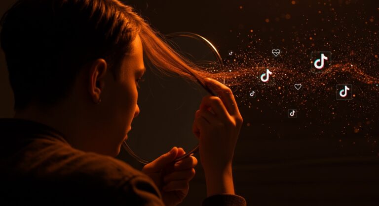 Joven de la Generación Z con signos de alopecia relacionados con Ozempic y tendencias de salud capilar en TikTok.