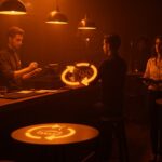 Barman gestionando pagos en caja para acelerar la rotación de mesas en hostelería en España, optimización y eficiencia operativa en bares.