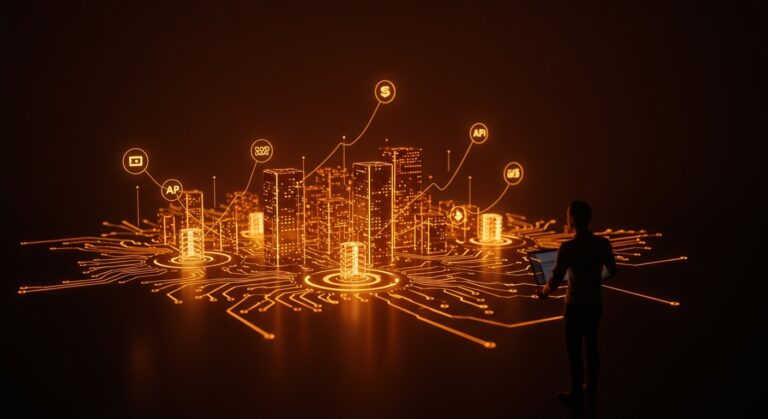 Founder observando infraestructura digital B2B que simboliza pagos digitales en Perú y crecimiento fintech en LATAM.