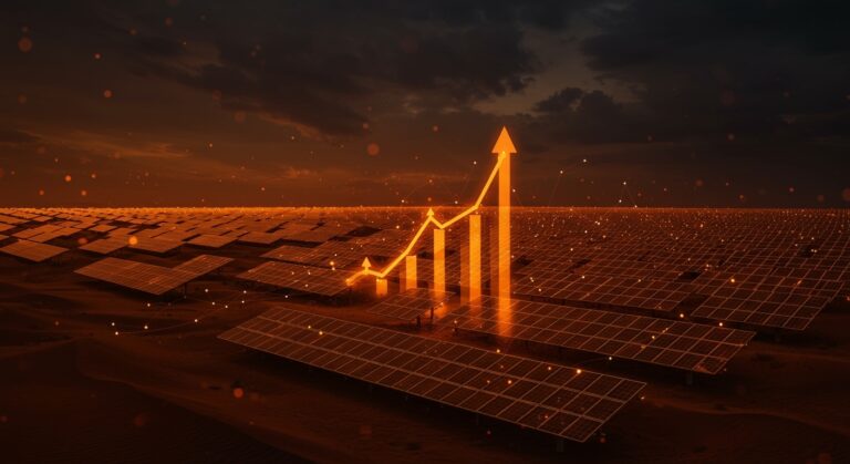 Parque solar Talatan de 17 GW en China regenerando un desierto, representando energía solar y sostenibilidad en tecnologías limpias.