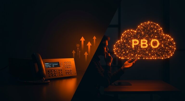 Comparativa visual entre PBX casero y sistema en la nube para startups, destacando central telefónica VoIP y telecomunicaciones embebidas.