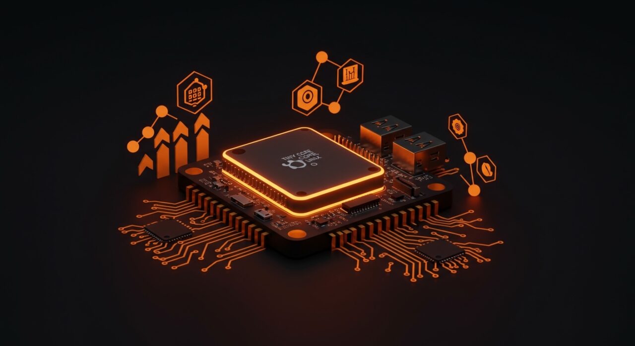 Raspberry Pi automatizada con piCore en sistema Linux minimalista para proyectos IoT escalables y eficientes.