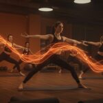Pilates moms ejercitándose en estudio moderno, simbolizando el mercado femtech y bienestar femenino en auge.