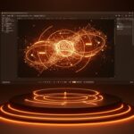 Interfaz de Adobe Illustrator mostrando automatización de vistas 360 con IA para diseño vectorial y animación creativa.