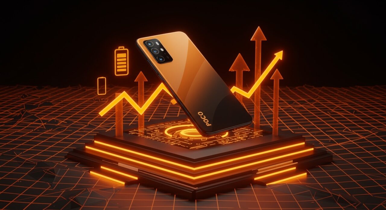 Poco X8 Pro smartphone destacando con MediaTek Dimensity 8500 y batería de larga duración en un contexto tecnológico de mercado en 2026.