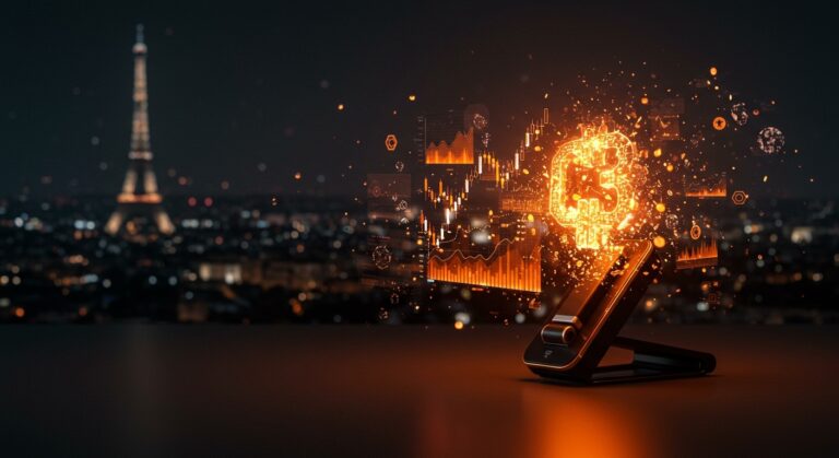 Visualización editorial de manipulación de datos en Polymarket con un secador de pelo y gráficos de mercados de predicción en fintech.